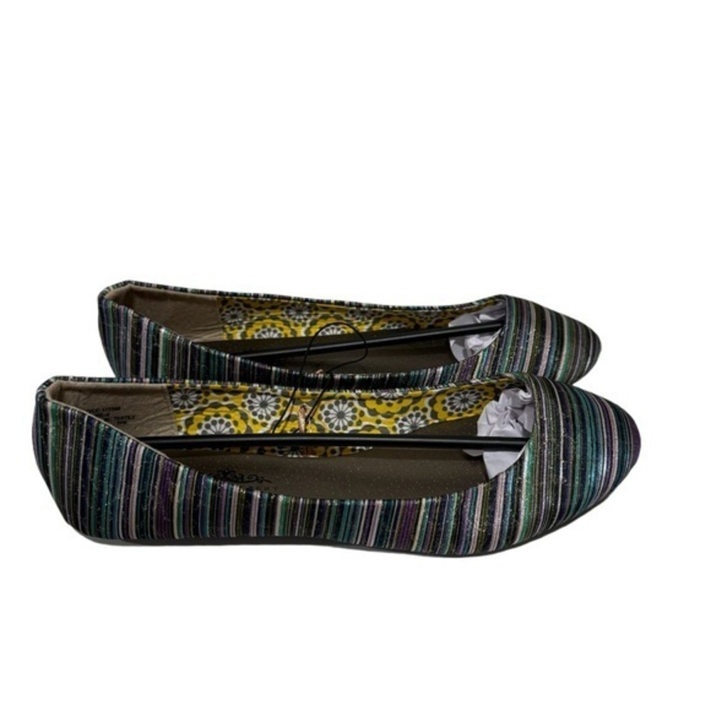 CHARLES ALBERT sparkly Striped ballet flats round toe size 9